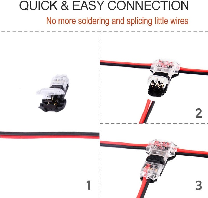 Brightfour Low Voltage Wire Connectors, 24 Pack 12v Wire Splice Connectors Combo, No Strip Solderless Electrical Connectors, Fit 24-20 AWG Wires, 12 Pack 3 Way 2 Pins and 12 Pack 2 Way 2 Pins - Image 5
